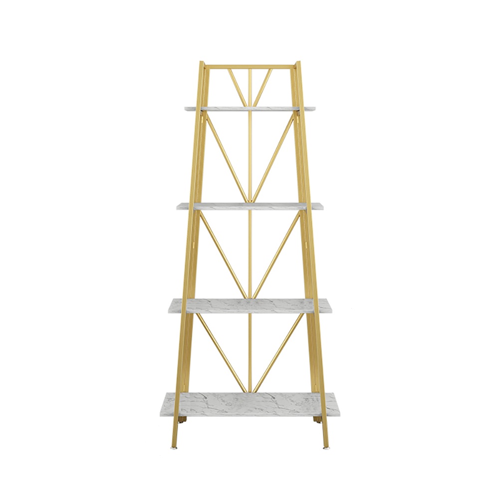 66.9'' Gold Modern Metal Ladder Bookshelf Freestanding Bookcase for