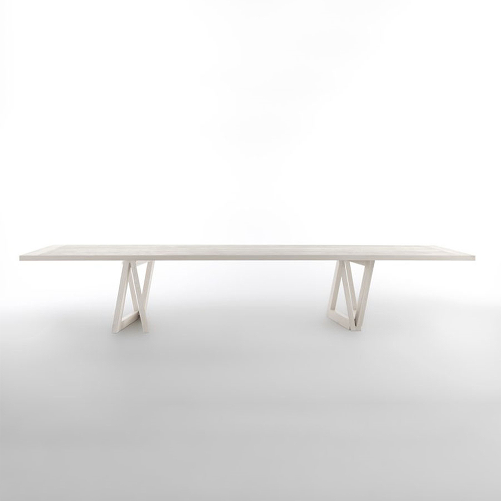 

63" Rectangular Dining Table White Solid Wood Table Top Square Metal Base