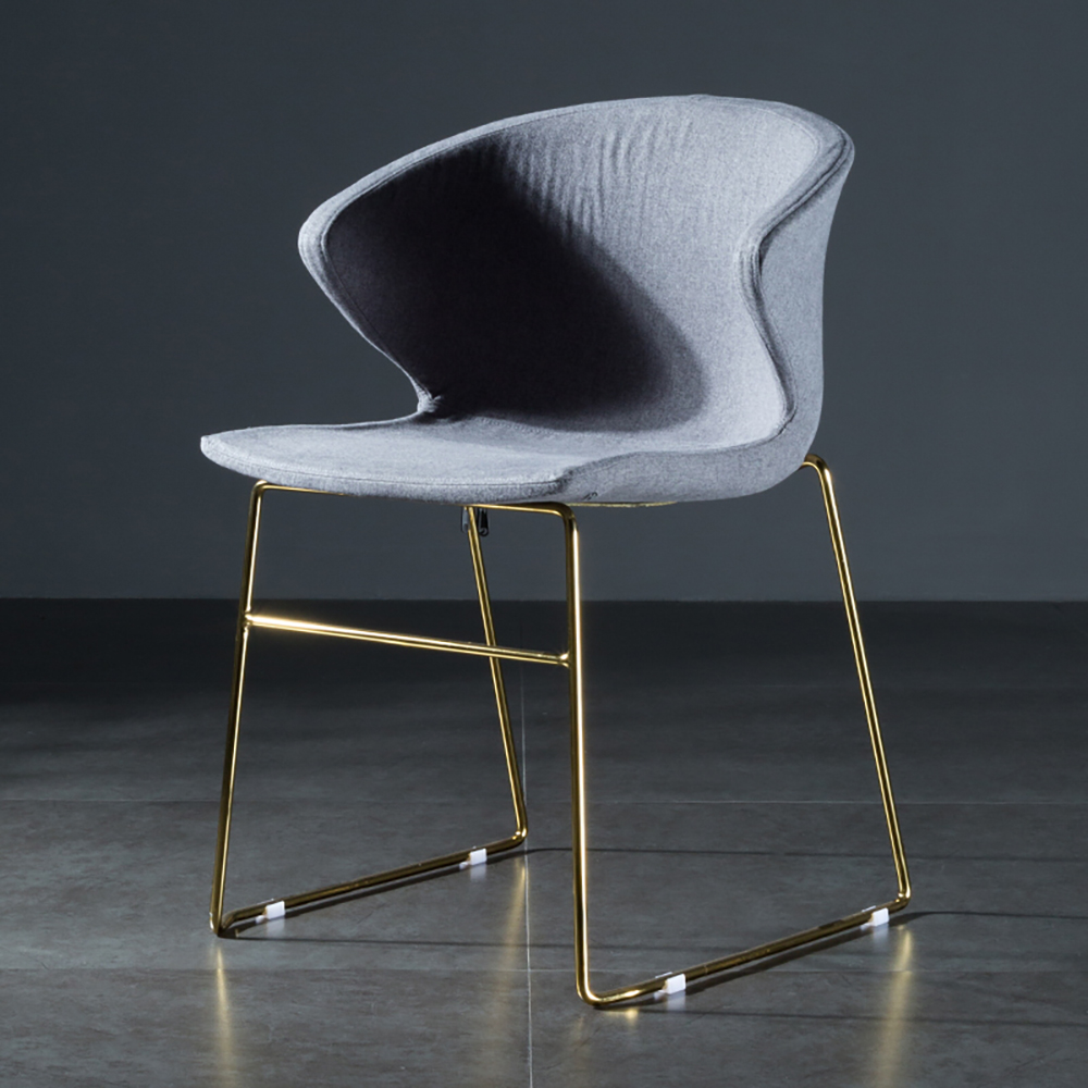 Nordic Accent Chair Cotton & linen Upholstered Steel Legs Accent Chair