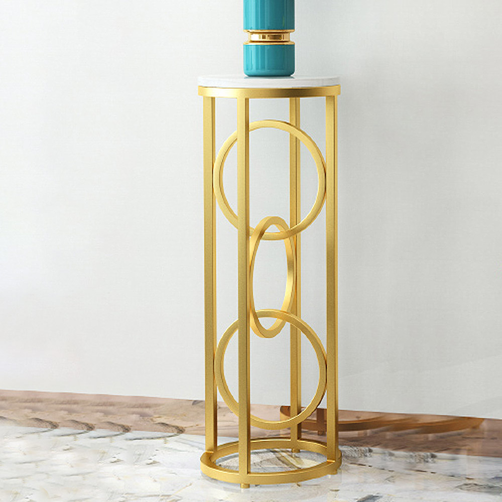 35.4" Modern Standing Plant Stand In Gold&white