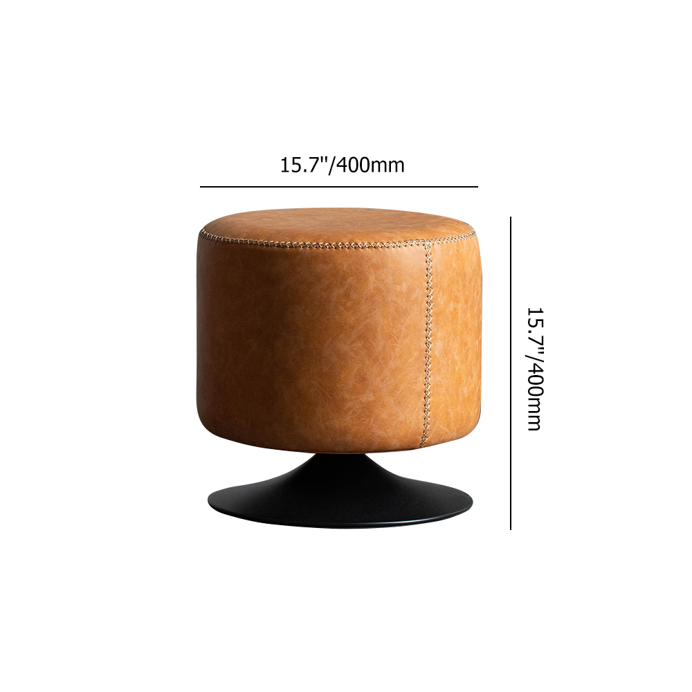 Tabouret de vanité pivotant moderne marron chaise de courtoisie ronde avec base en métal pour chambre à coucher