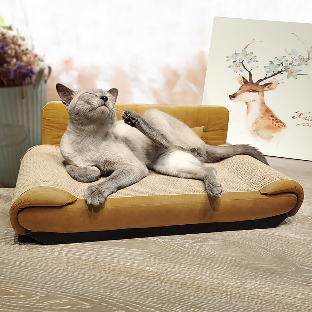 23.6" Chaise-style Cat Sofa Bed Cat Chaise Lounge Corrugated Board For Crawl Scratch