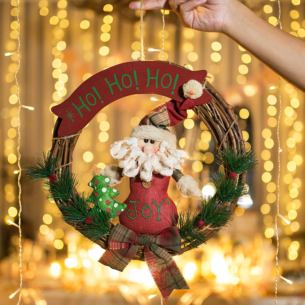 Christmas Decoration 14" Santa Decorated Wreath Christmas Ornament In Style B