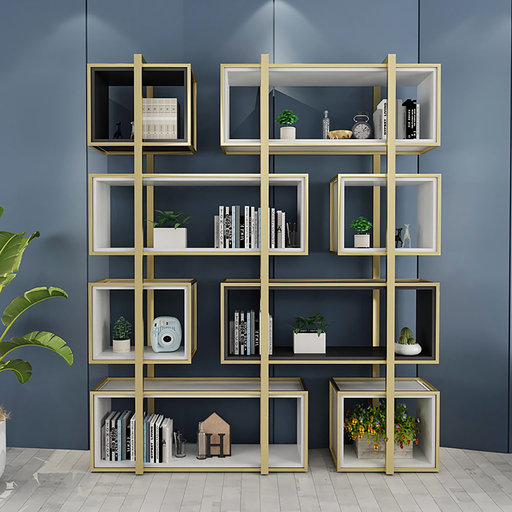 1800mm Nomore-Style Freestanding Etagere Bookshelf in Gold