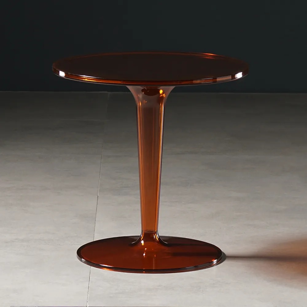 Acrylic End Table Amber Modern Accent Table Clear Round Side Table