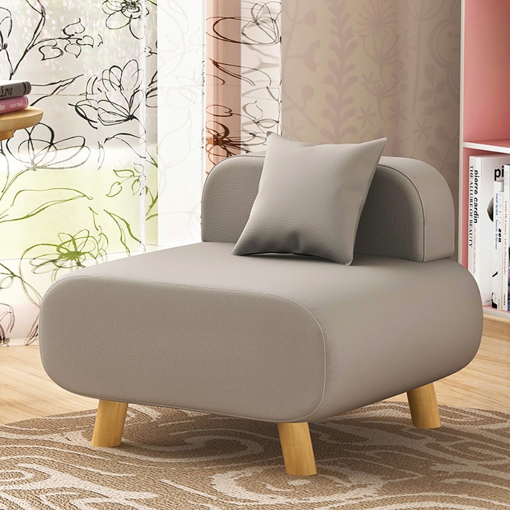 

Modern Gray Accent Chair with Cotton & Linen Upholstered and Pillow Included