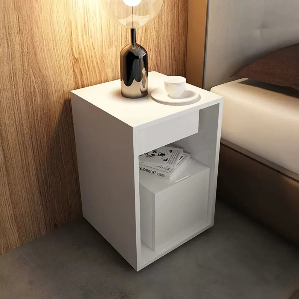 White Side Table with Drawers & Shelves End TableHomary