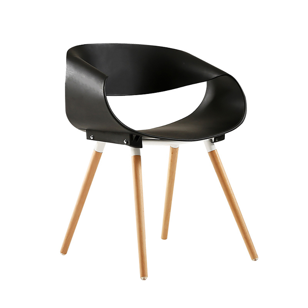 Image of Black Dining Chair Set of 2 Plastic Mid-Century