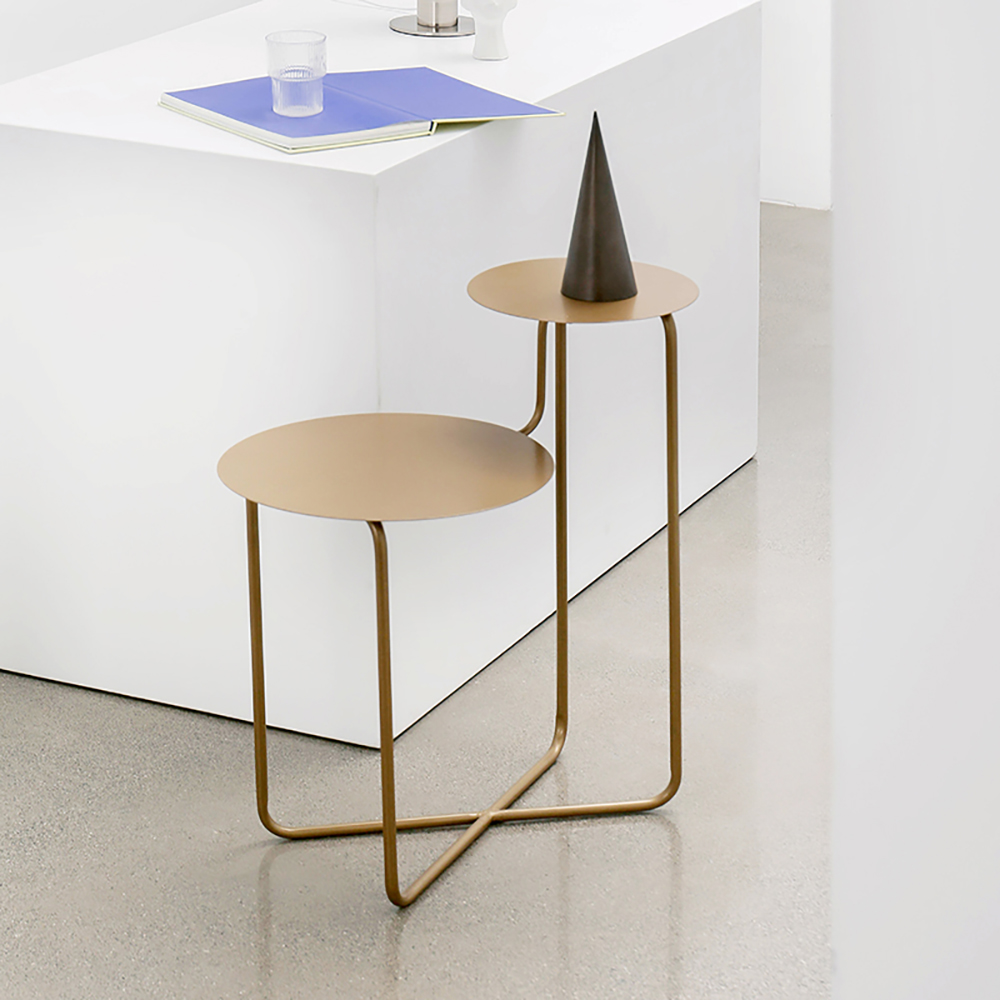 

Round End Table Metal Side Table in Gold