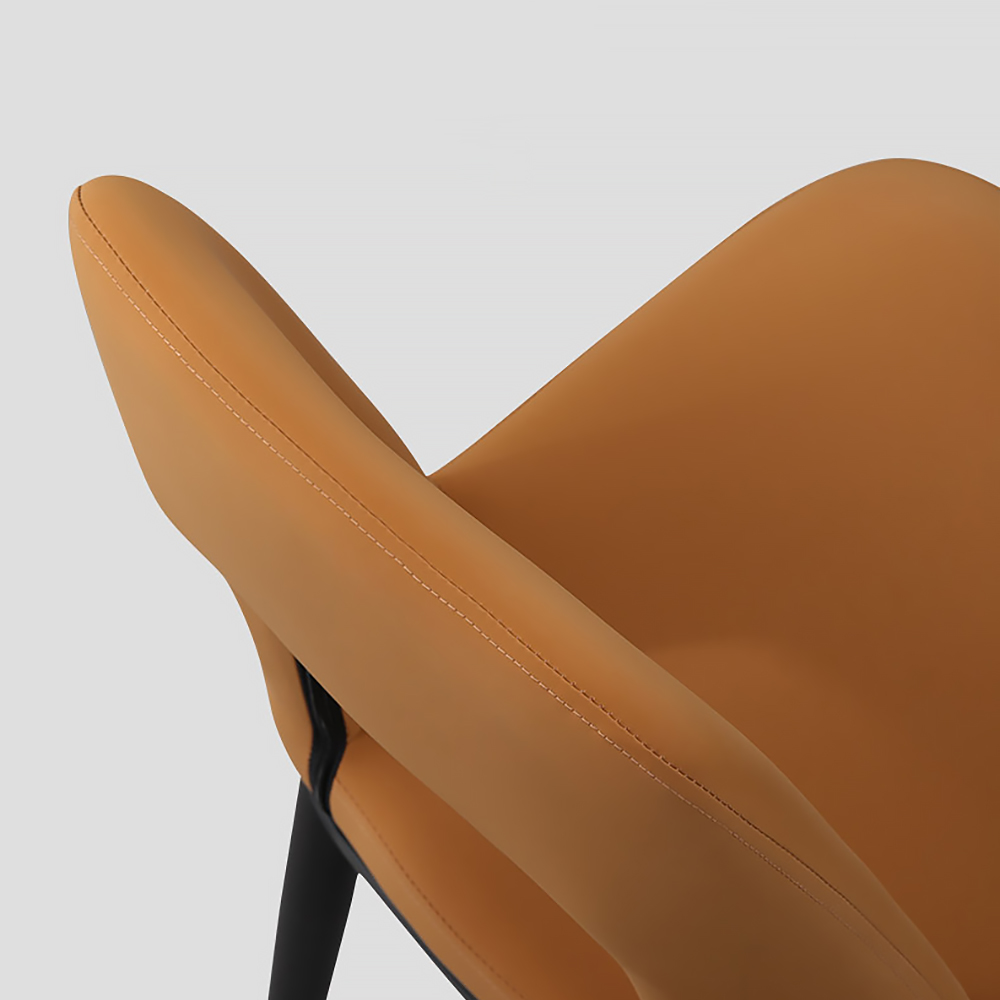 Moderner Orange Esszimmerstuhl Loop Rückenlehne Armless Stuhl aus Karbonstahl in Schwarz 2er Set