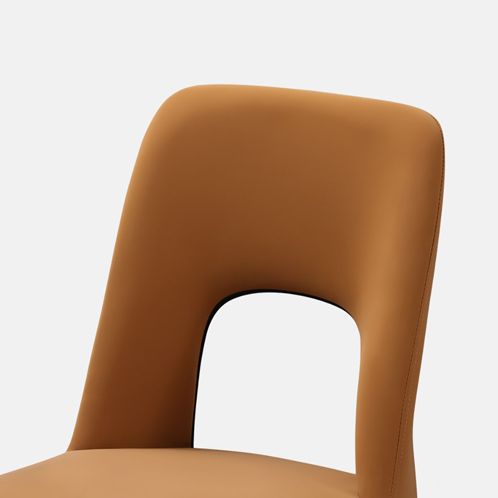 Moderner Orange Esszimmerstuhl Loop Rückenlehne Armless Stuhl aus Karbonstahl in Schwarz 2er Set