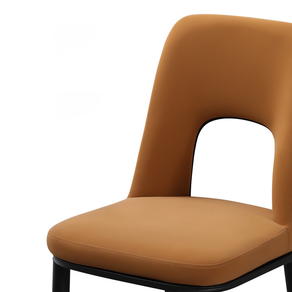 Lot de 2 chaises de salle à manger en acier carbone avec boucle orange