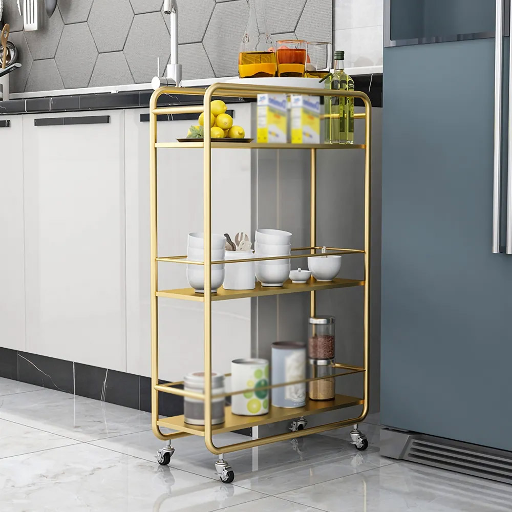 Modern 3-Tier Bathroom & Kitchen Storage Shelves Cart with Handle