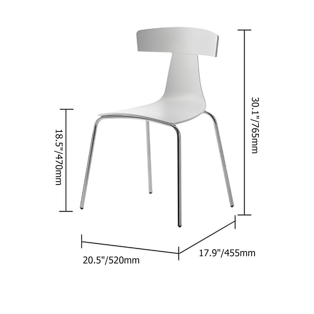 Simple White Dining Chairs Modern PP Plastic Side Chair Set of 2