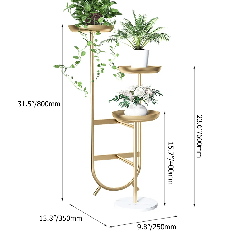 Chic Unique Shaped Metal Standing Plant Stand in White