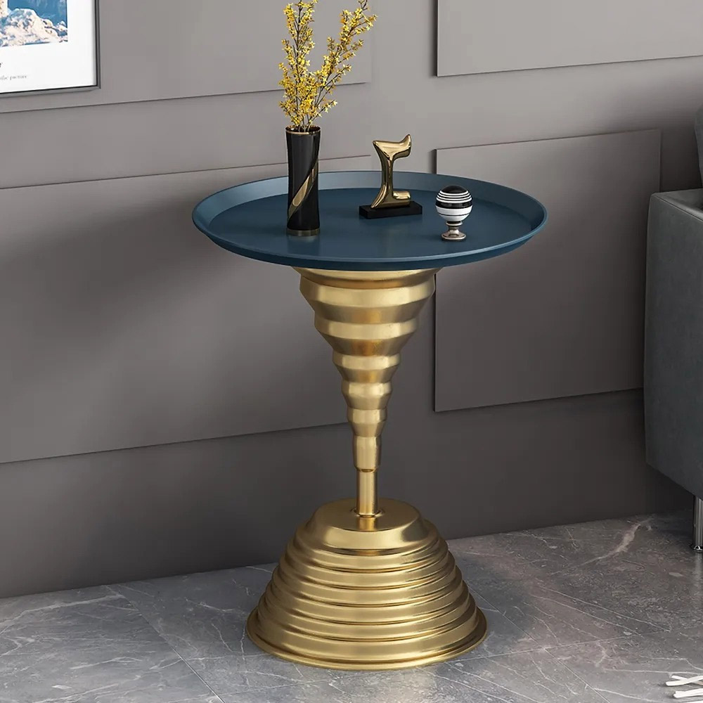 

Gold End Table with Tray Top Metal Side Table