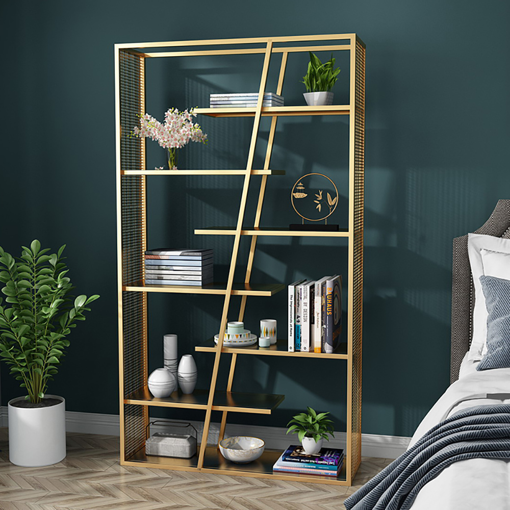 

Contemporary Freestanding Etagere Bookshelf in Gold