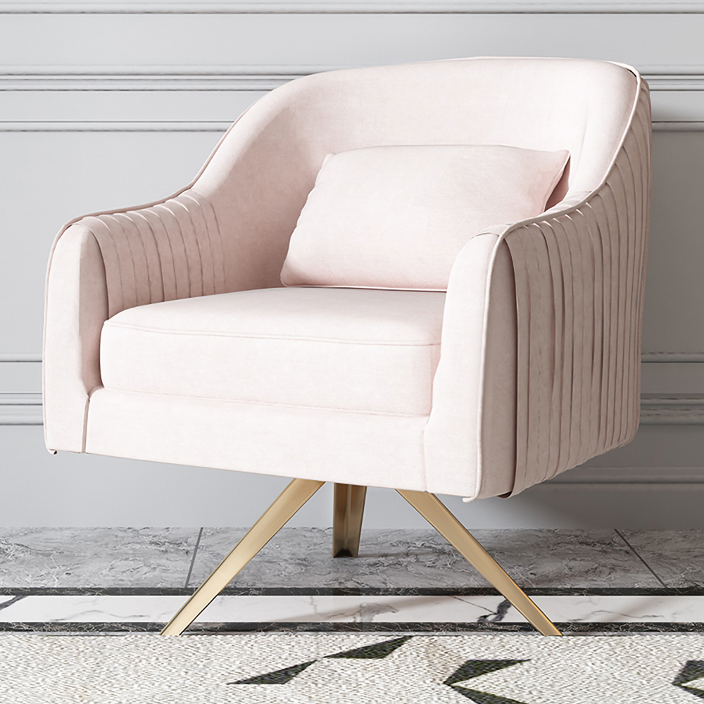 

Pink Velvet Accent Chair Modern Upholstered Arm Chair Pillow Included