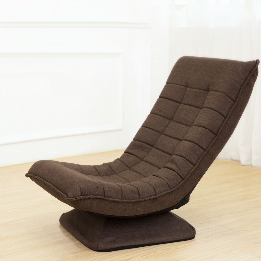 

Coffee Cotton Linen Armless Lounge Chair Swivel Slipper Chair Adjustable Back