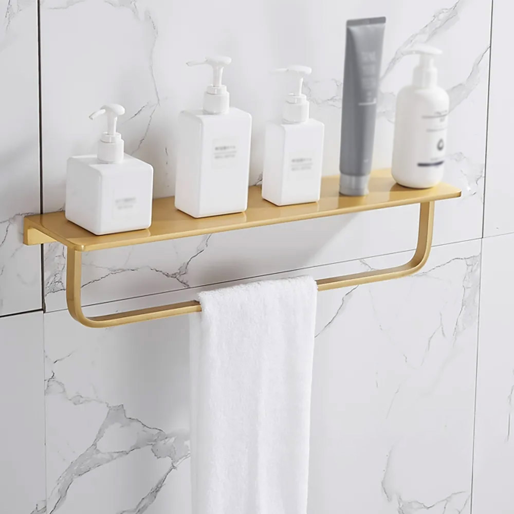 Modern Bathroom Brushed Golden Towel Rack with Towel Bar
