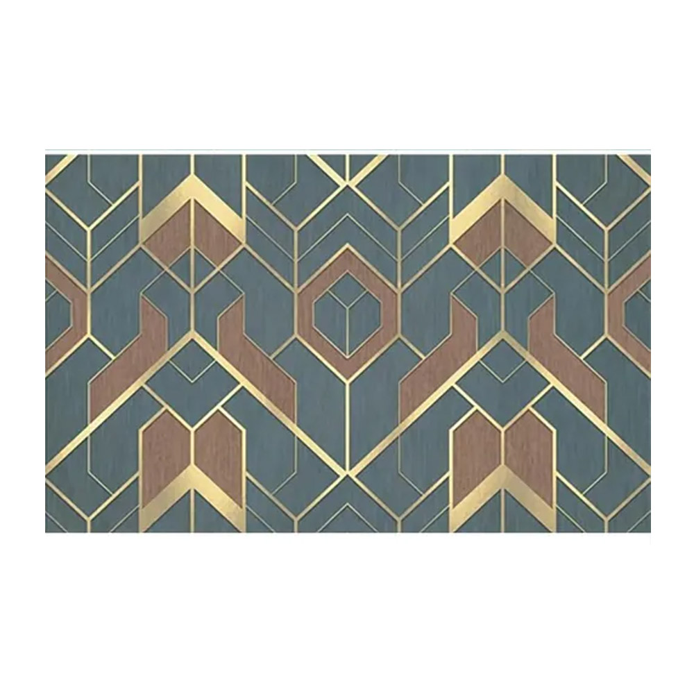 Metallic Geometric Wallpaper Blue & Gold 33’ x 19.7" Satin Wallpaper