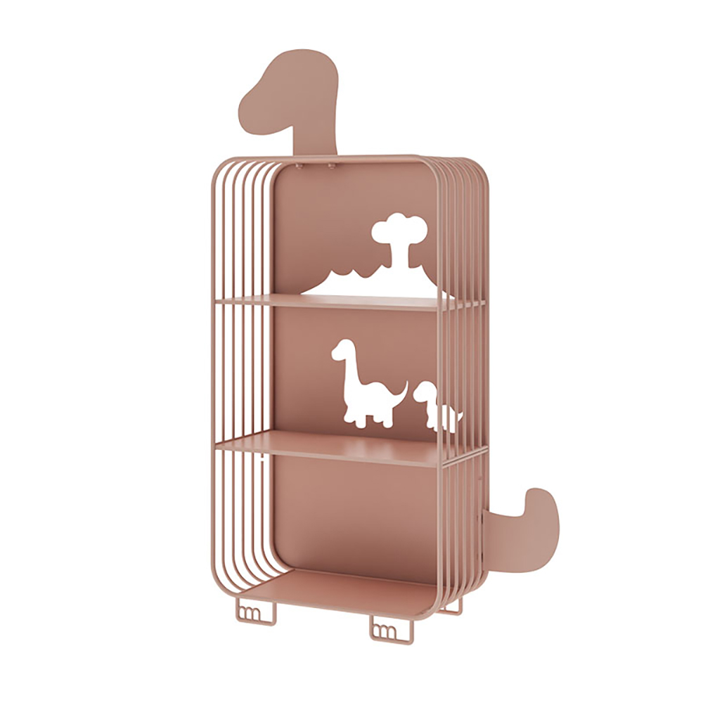 

Kids Bookshelf Dinosaur Metal Baby's Bookcase in Pink