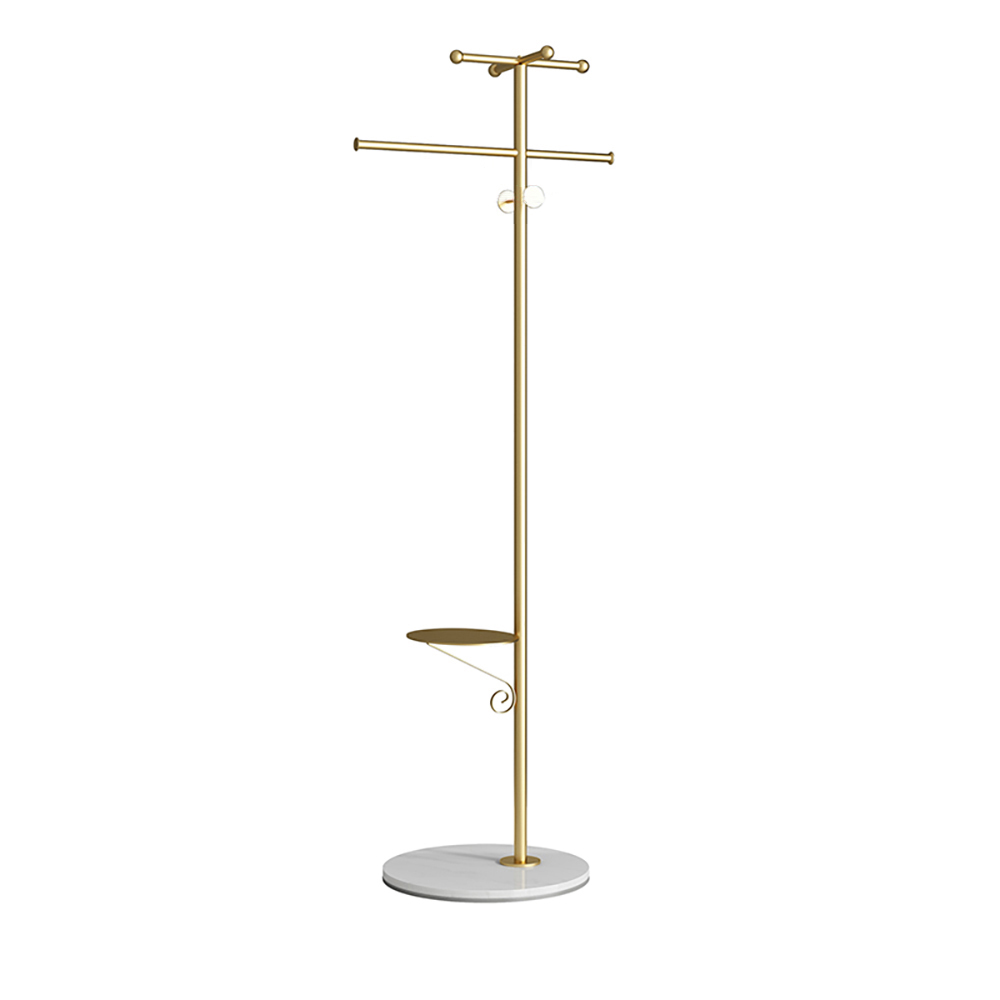 70.1" Gold Swivel Coat Rack with ShelfHomary