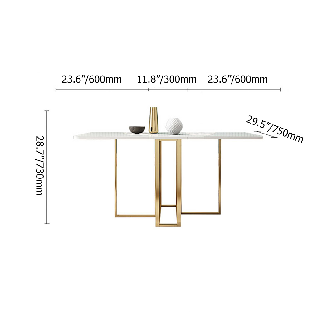 59" Modern Extendable White Dining Table Set with 2 Chairs & Tempered Glass Top