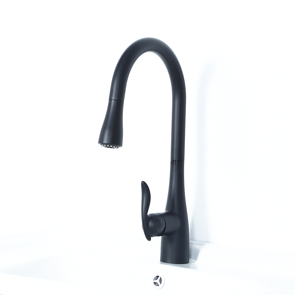 Modern Pull Out Kitchen Faucet Single Handle 3-Function Matte Black