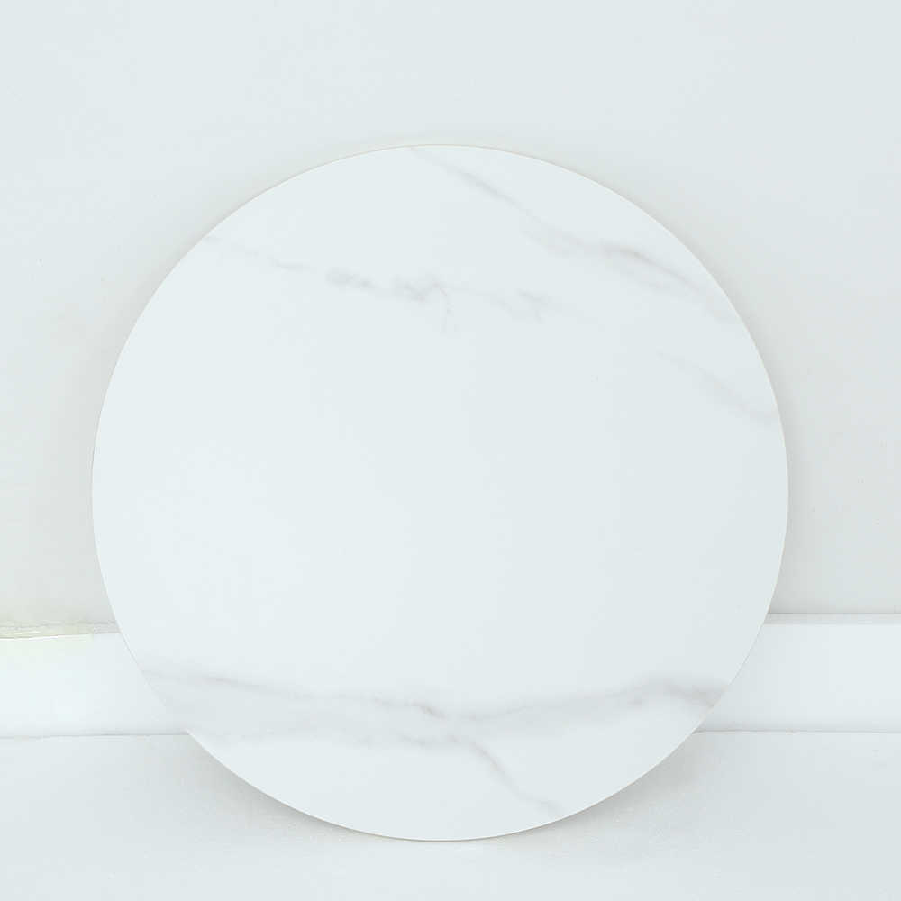 Modern Luxurious Round White Marble Stone Side Table XBase End Table