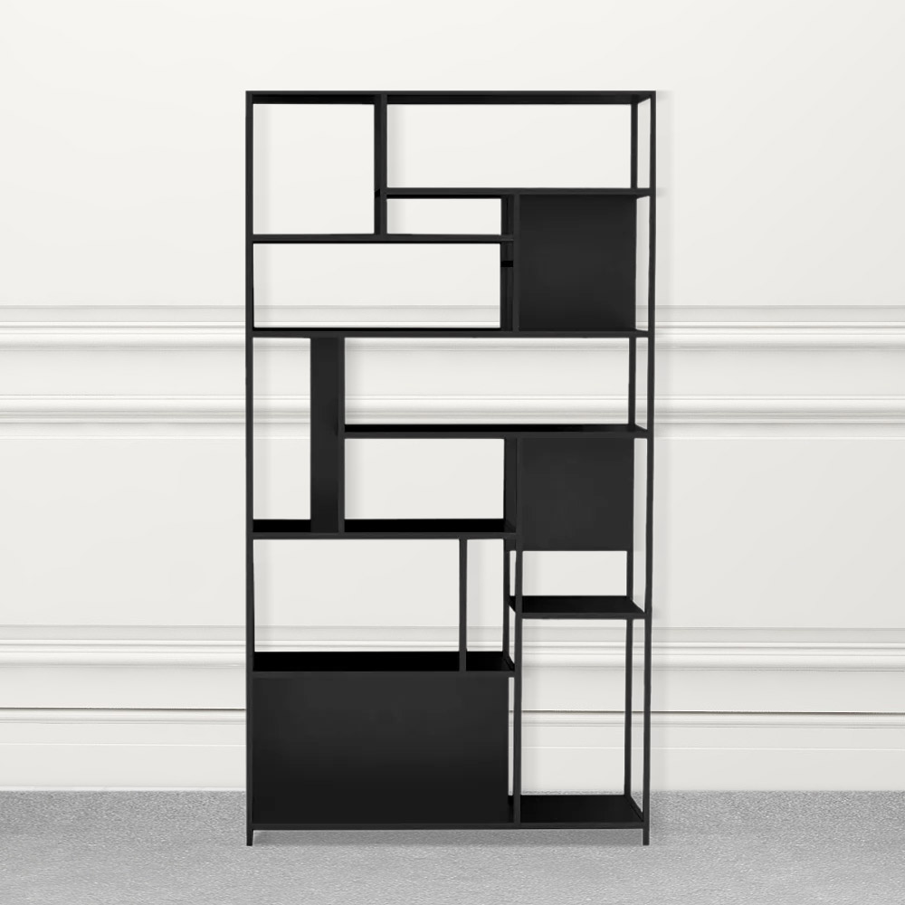 Contemporary Standing Geometric Bookshelf in BlackHomary
