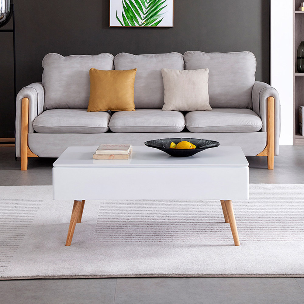 

Lift-Top Modern White Coffee Table with Storage