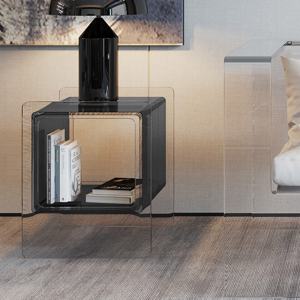 

Acrylic Modern Side Table Clear Stylish End Table in Black