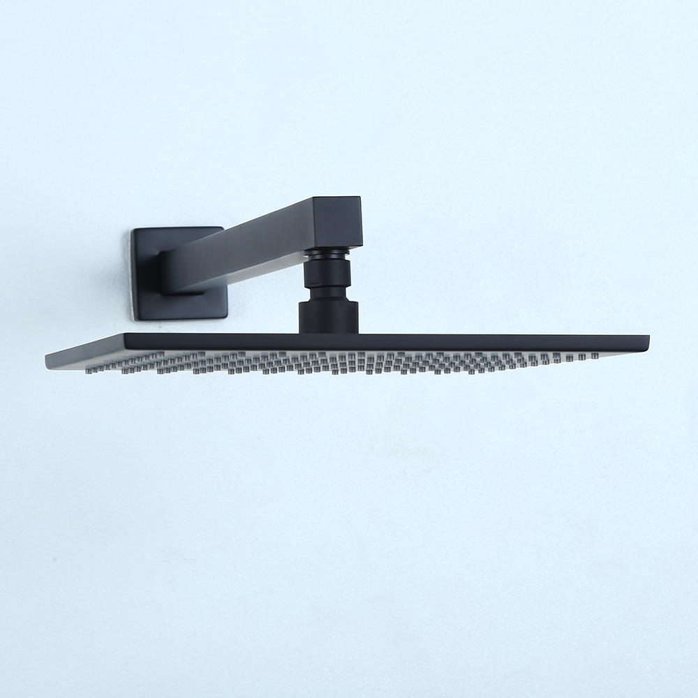 Dree Modern Matte Black Wall Mounted 8" Square Rain Shower & Handheld Shower Set Solid Brass