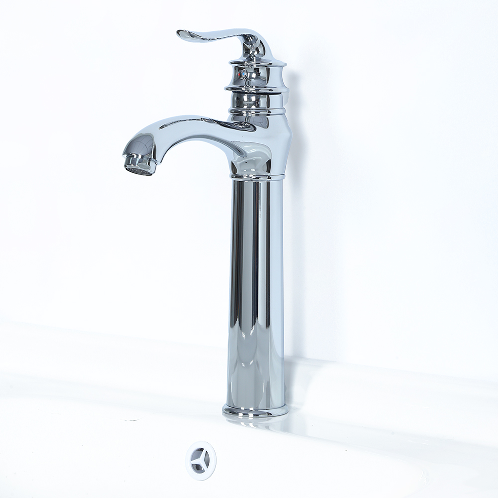Marve Modern Single Lever Handle Mono Bathroom Tall Basin Mixer Tap in Polished Chrome