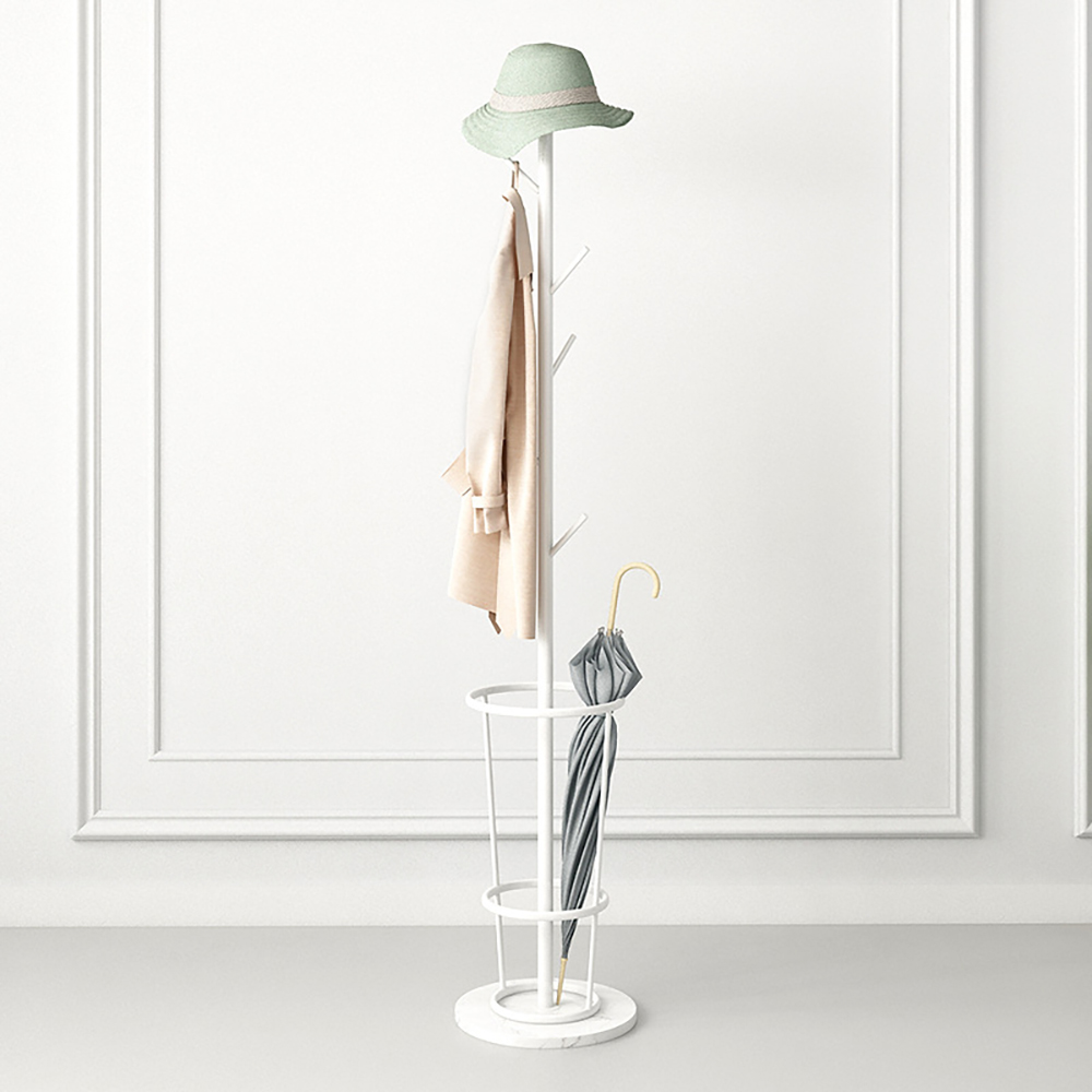 

67'' Entryway Metal Coat Rack with Umbrella Rack Base-White