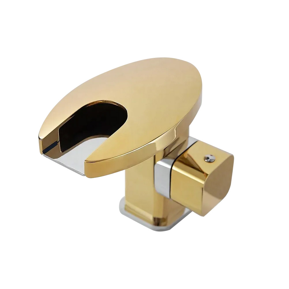 Mitigeur de salle de bain avec poignée à levier unique LED, bec rond, laiton massif doré