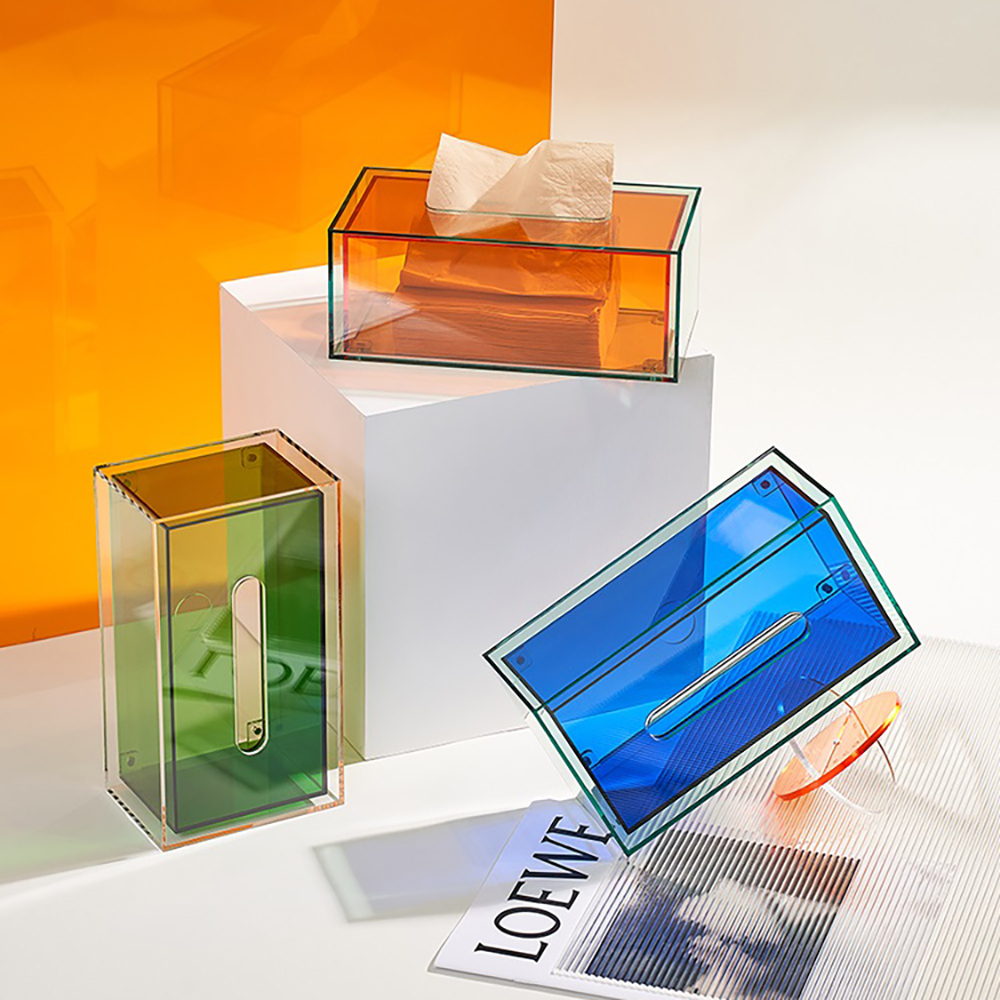 Modern Rectangular Acrylic Tissue Box Desk Tissue Cover