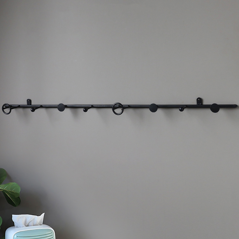 Chic Pipeline Wall Mounted Coat Rack In Metal Set Of 2-black