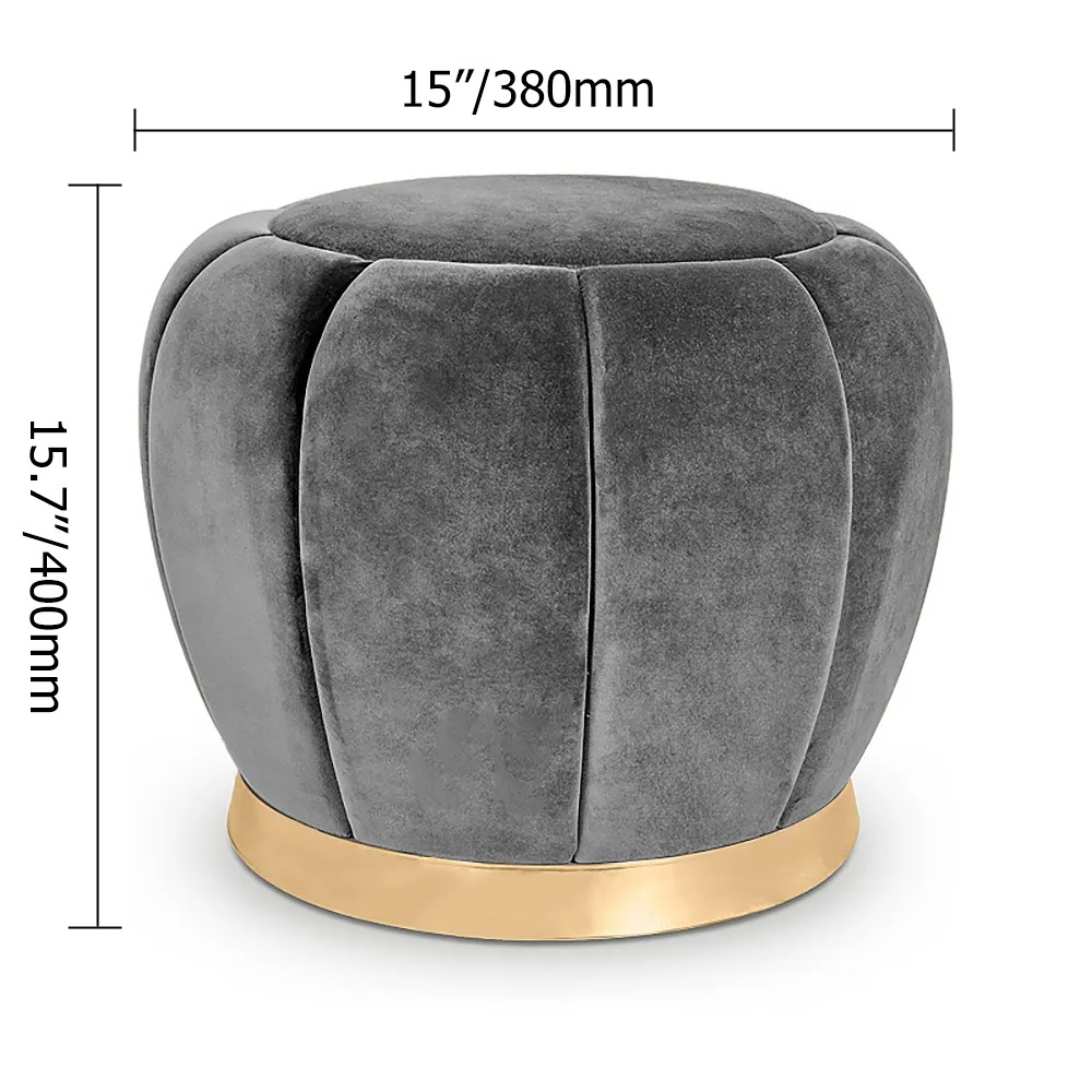 Green Velvet Ottoman Mini Round Pouf Small