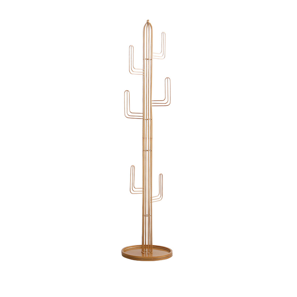 1800mm Clothing Stand Bedroom Entryway Coat Stand Freestanding Cactus Hall Tree in Gold