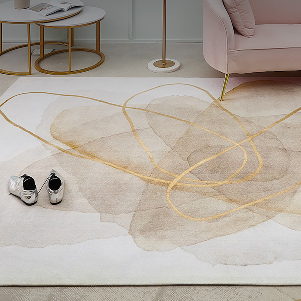 

10' x 13' Modern Rectangular Gold Floral Area Rug