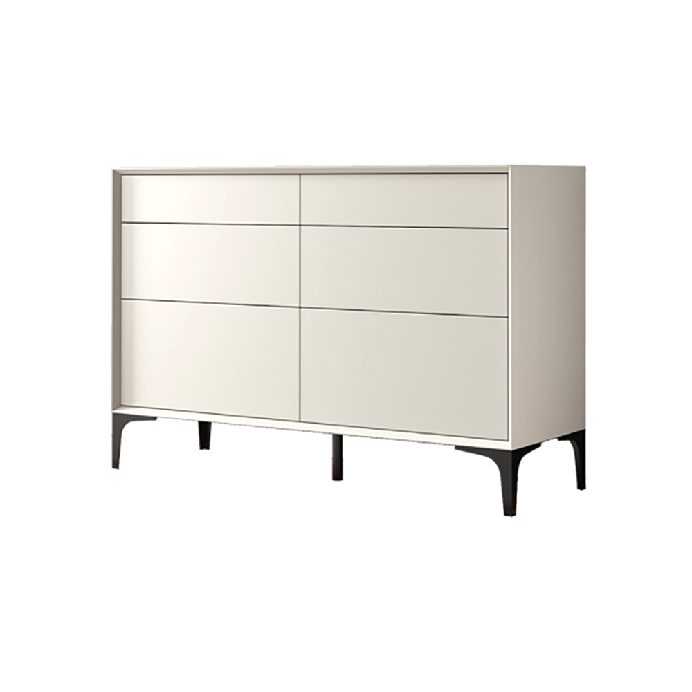 47.2" Minimalist Off White Dresser Accent 6-Drawer Cabinet