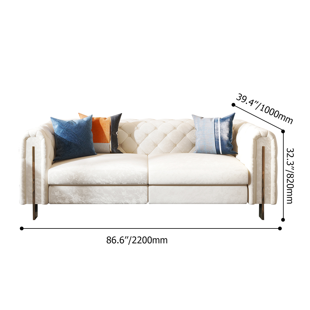 2200mm Modern White Leath-aire Upholstered Sofa & Chair Living Room Set of 2