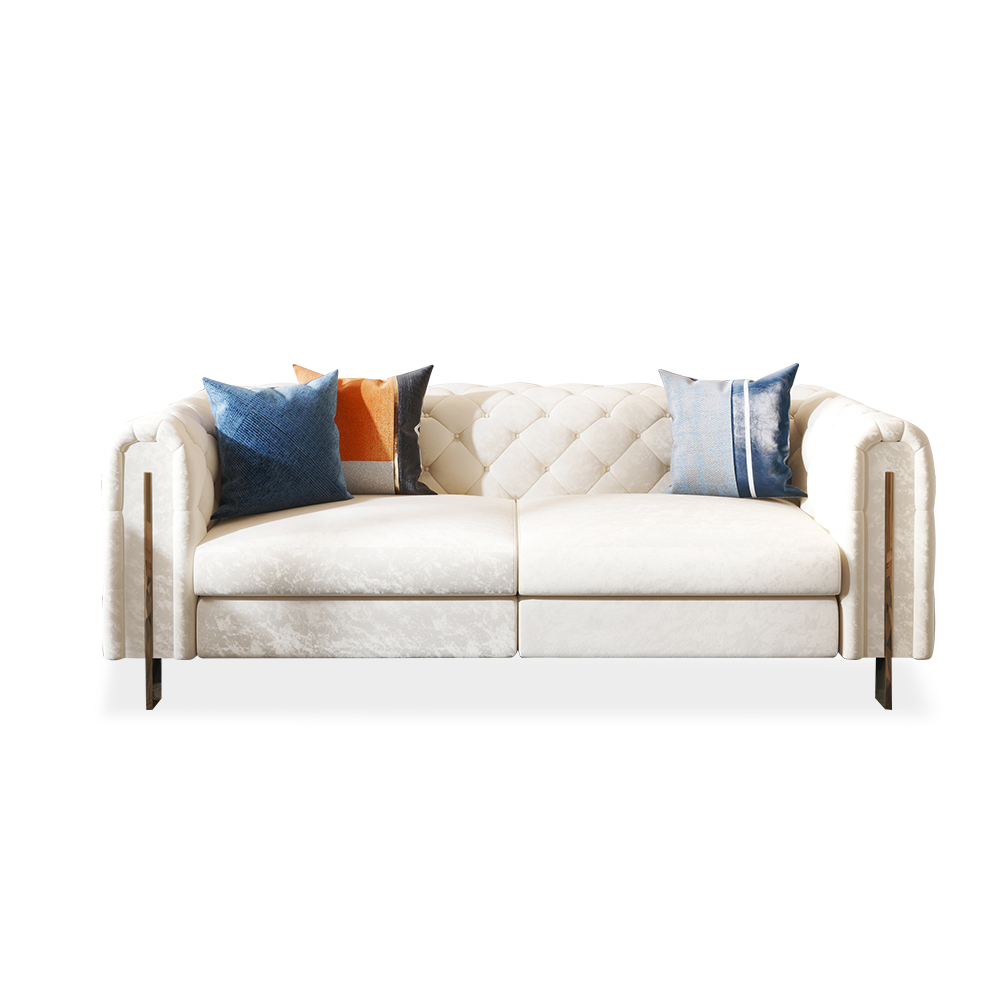 86.6" Modern White Leath-aire Upholstered Sofa & Chair Living Room Set of 2