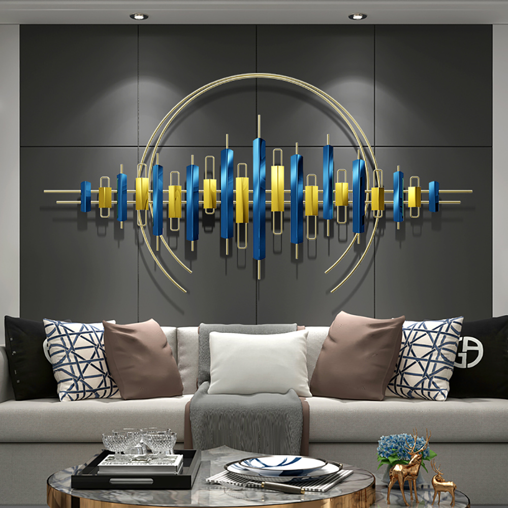 Modern Creative Wrought Iron Home Living Room Blue&Gold Wall Decor