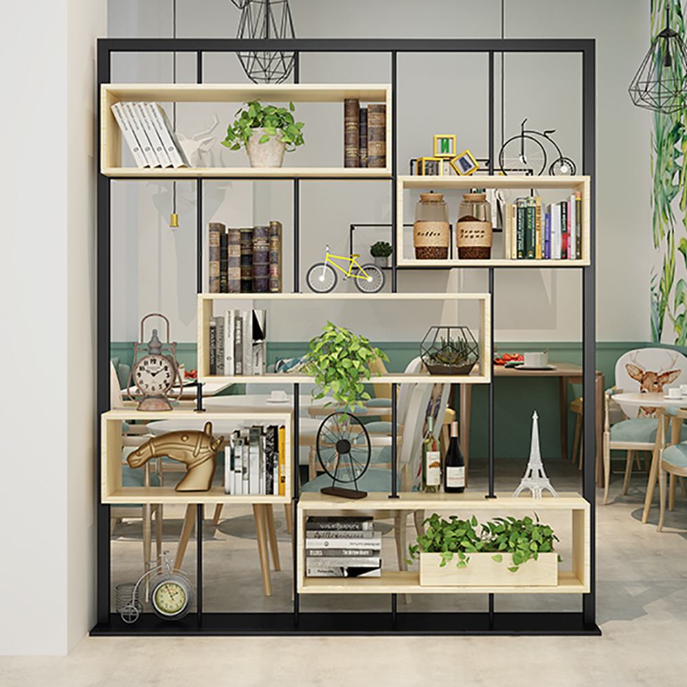 Modern Freestanding 5Tier Bookshelf in Metal & Solid WoodHomary