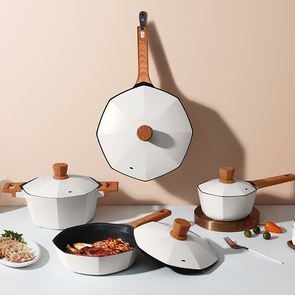 

8 Pieces Aluminum Nonstick Cookware Set Octangle Cookware Set in Diamond Shape