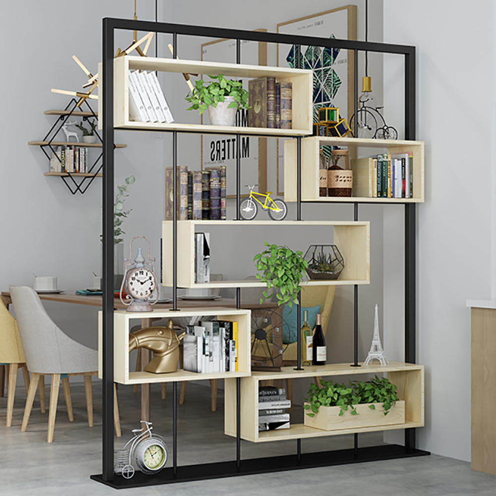 Modern Freestanding 5Tier Bookshelf in Metal & Solid WoodHomary