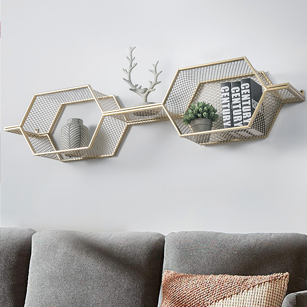

Creative Geometric Honeycomb Wall Mounted Metal Bookshelf